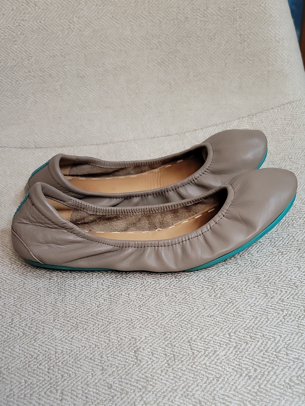 TIEKS Taupe Leather Ballet Flats - Picture 3 of 7